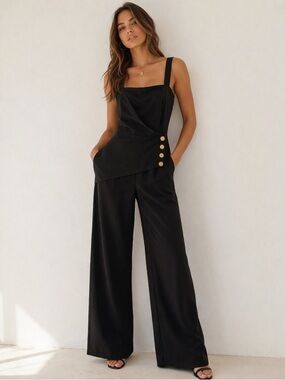 4th & Reckless Black Wide Leg Jumpsuit NWT Minimal Chic Small